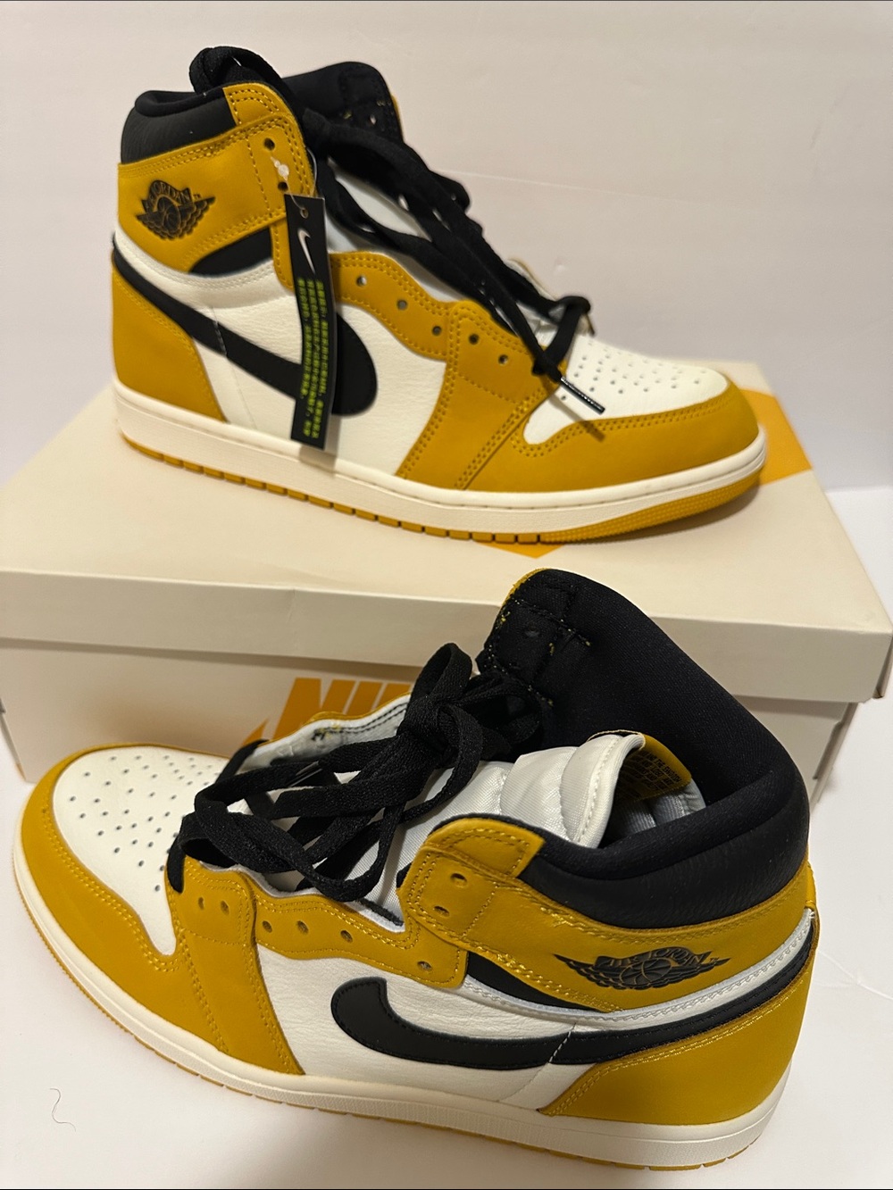 Nike Air Jordan 1 Mid Yellow Black White Men's Sneakers